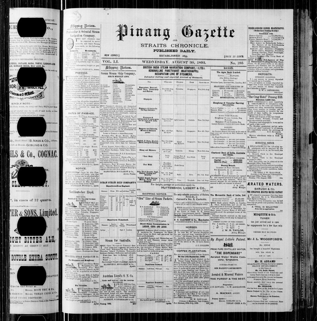 Miniature of Pinang Gazette and Straits Chronicle 30 August 1893