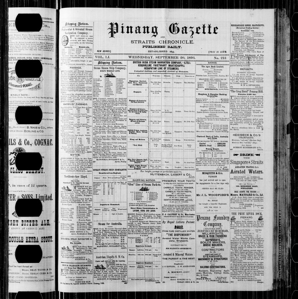 Miniature of Pinang Gazette and Straits Chronicle 20 September 1893