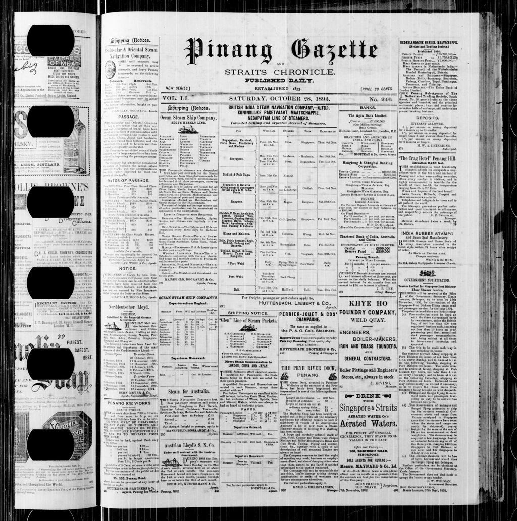 Miniature of Pinang Gazette and Straits Chronicle 28 October 1893