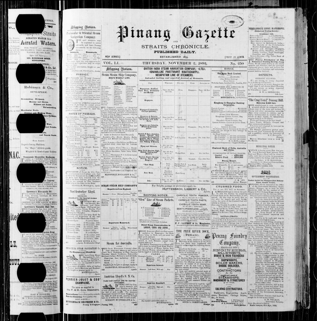 Miniature of Pinang Gazette and Straits Chronicle 02 November 1893