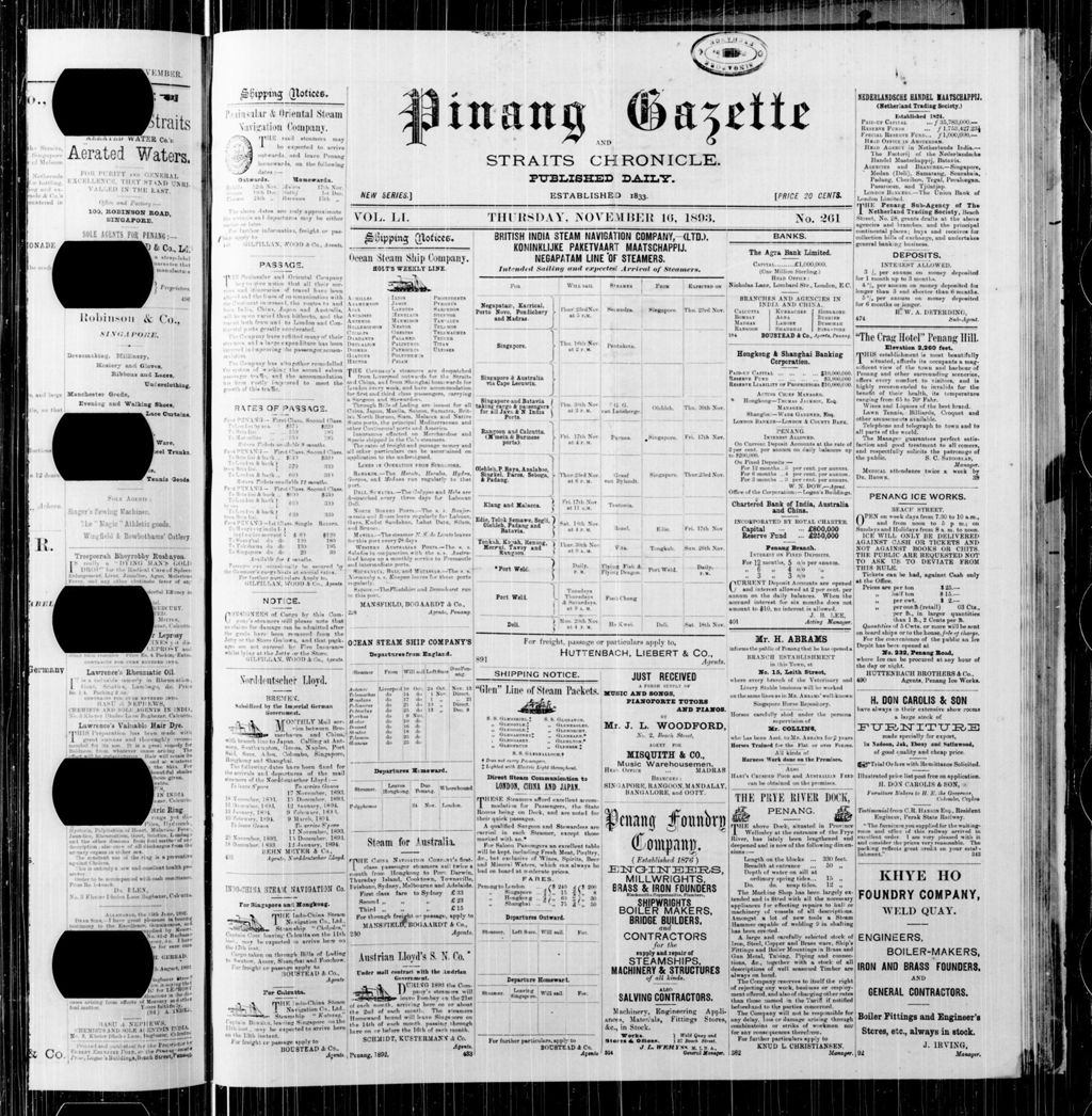 Miniature of Pinang Gazette and Straits Chronicle 16 November 1893