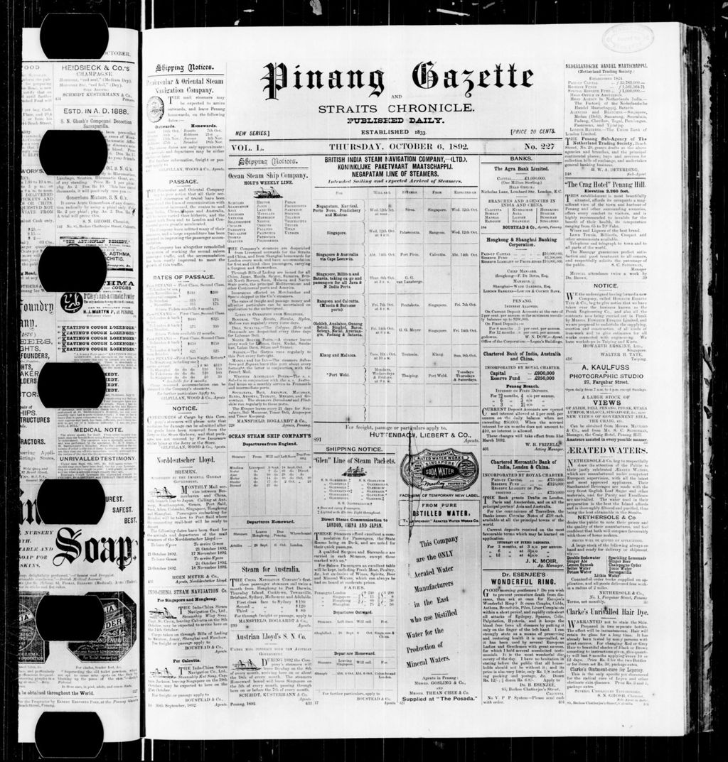 Miniature of Pinang Gazette and Straits Chronicle 06 October 1892