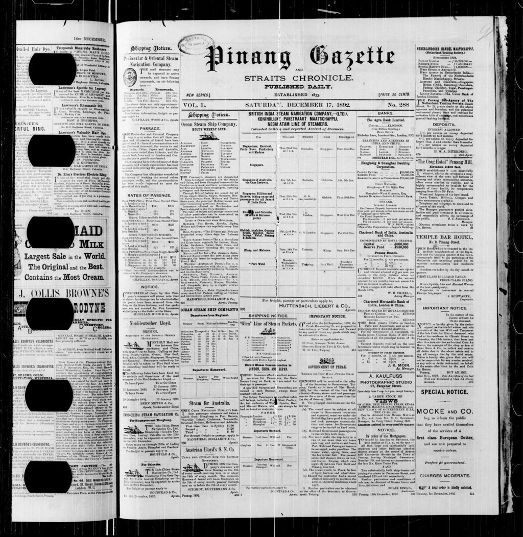 Miniature of Pinang Gazette and Straits Chronicle 17 December 1892