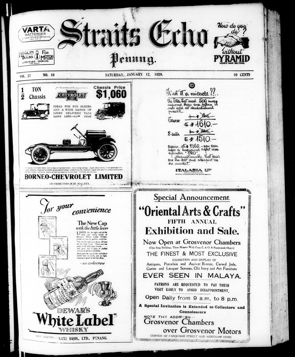 Miniature of Straits Echo 12 January 1929