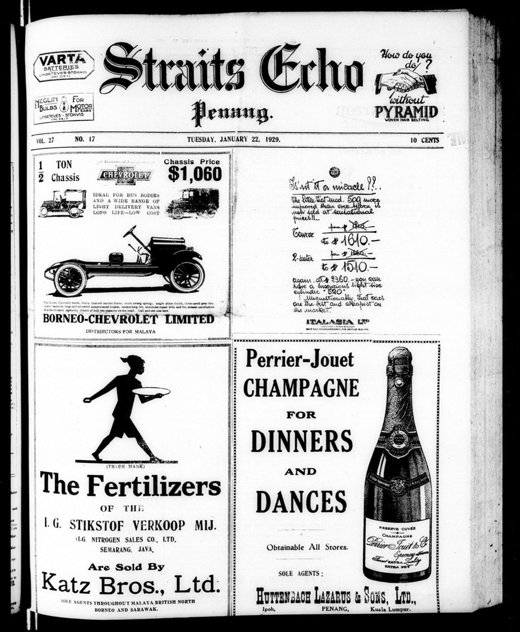 Miniature of Straits Echo 22 January 1929