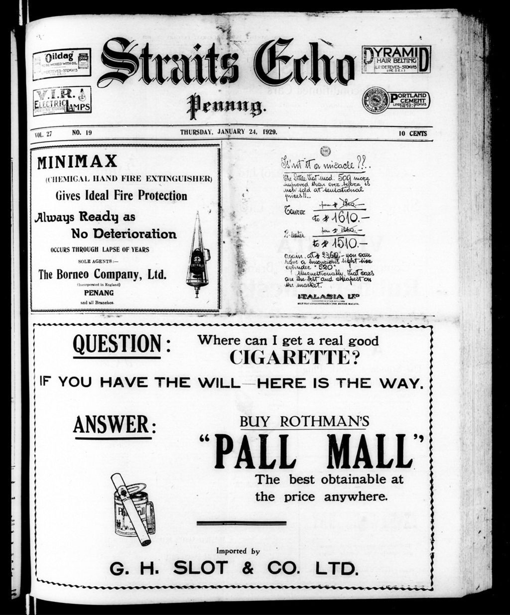 Miniature of Straits Echo 24 January 1929