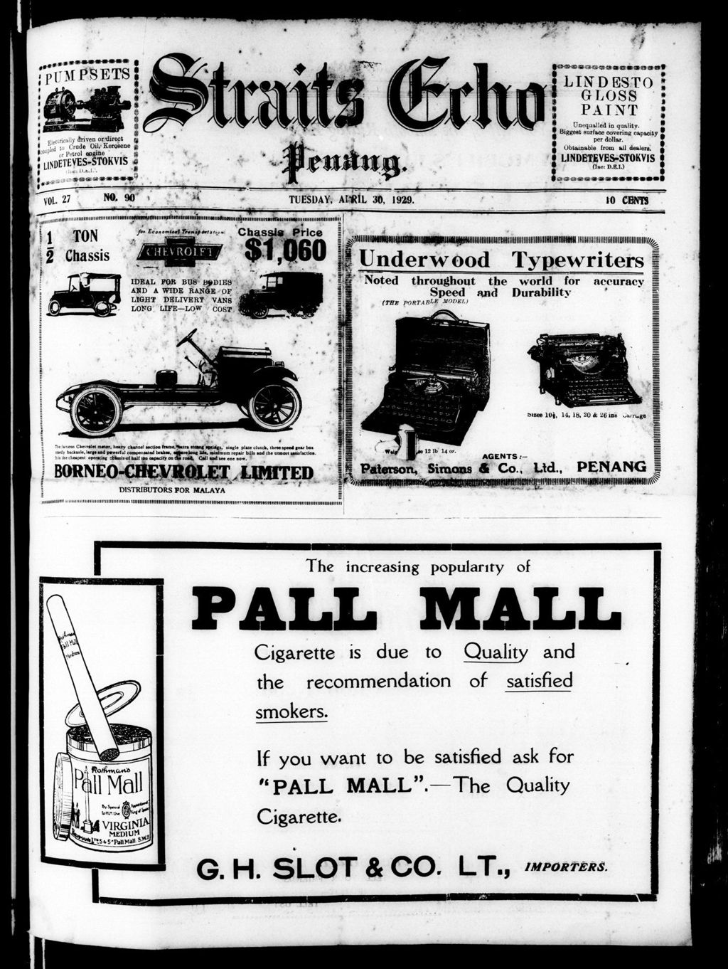 Miniature of Straits Echo 30 April 1929