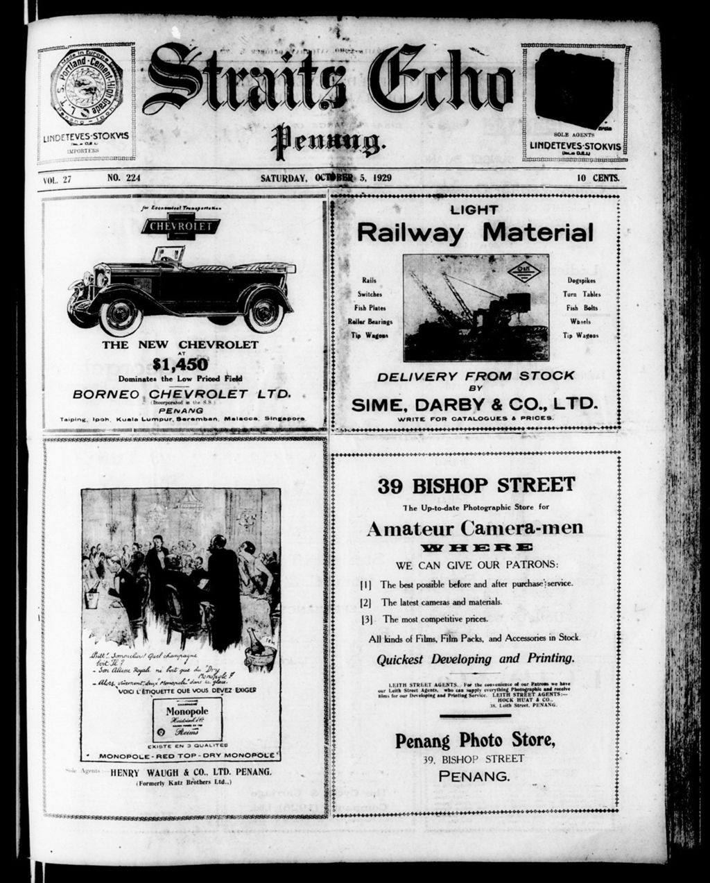 Miniature of Straits Echo 05 October 1929