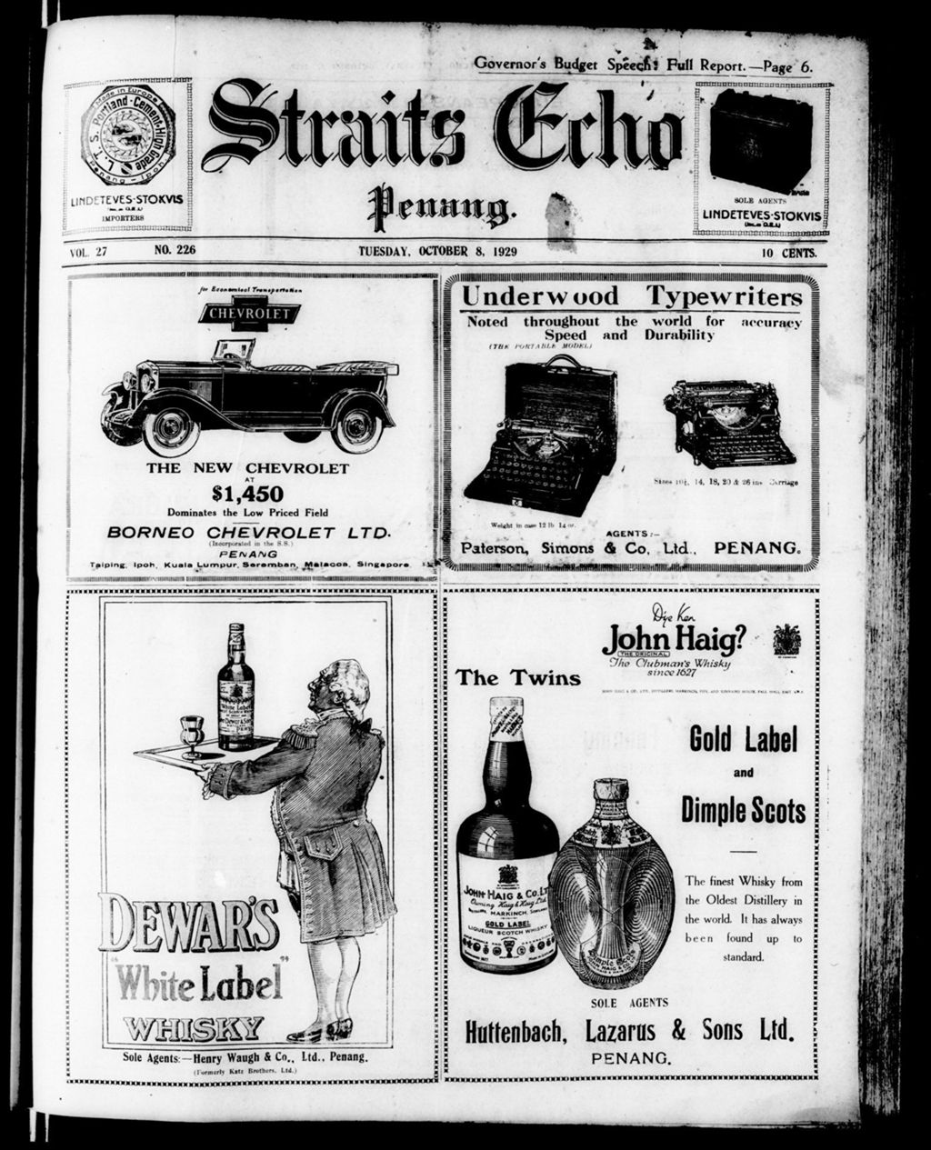 Miniature of Straits Echo 08 October 1929