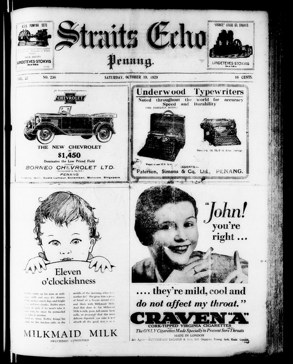 Miniature of Straits Echo 19 October 1929