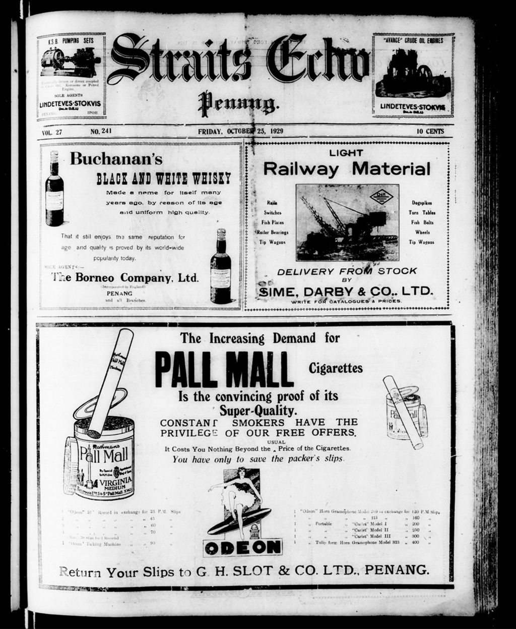 Miniature of Straits Echo 25 October 1929