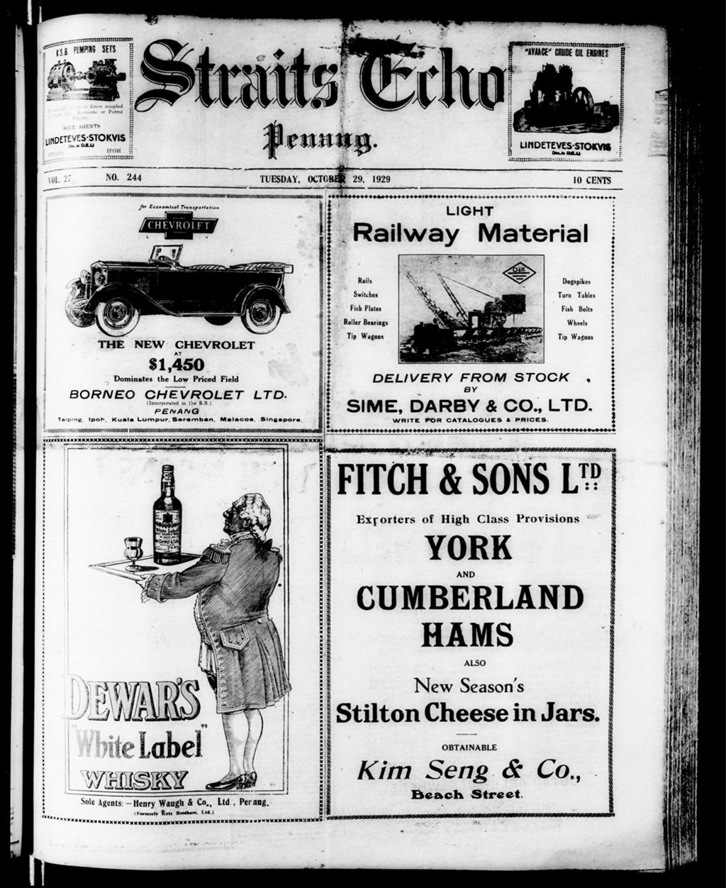 Miniature of Straits Echo 29 October 1929