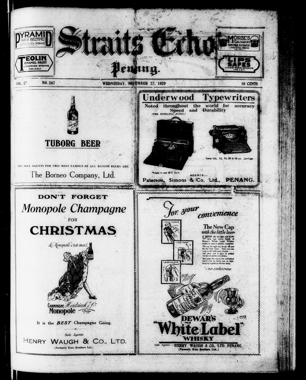 Miniature of Straits Echo 27 November 1929