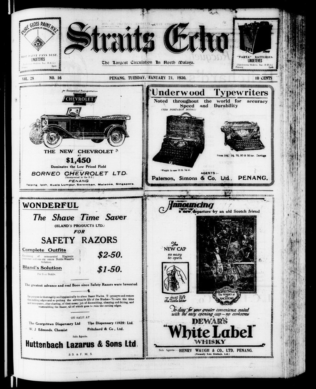 Miniature of Straits Echo 21 January 1930