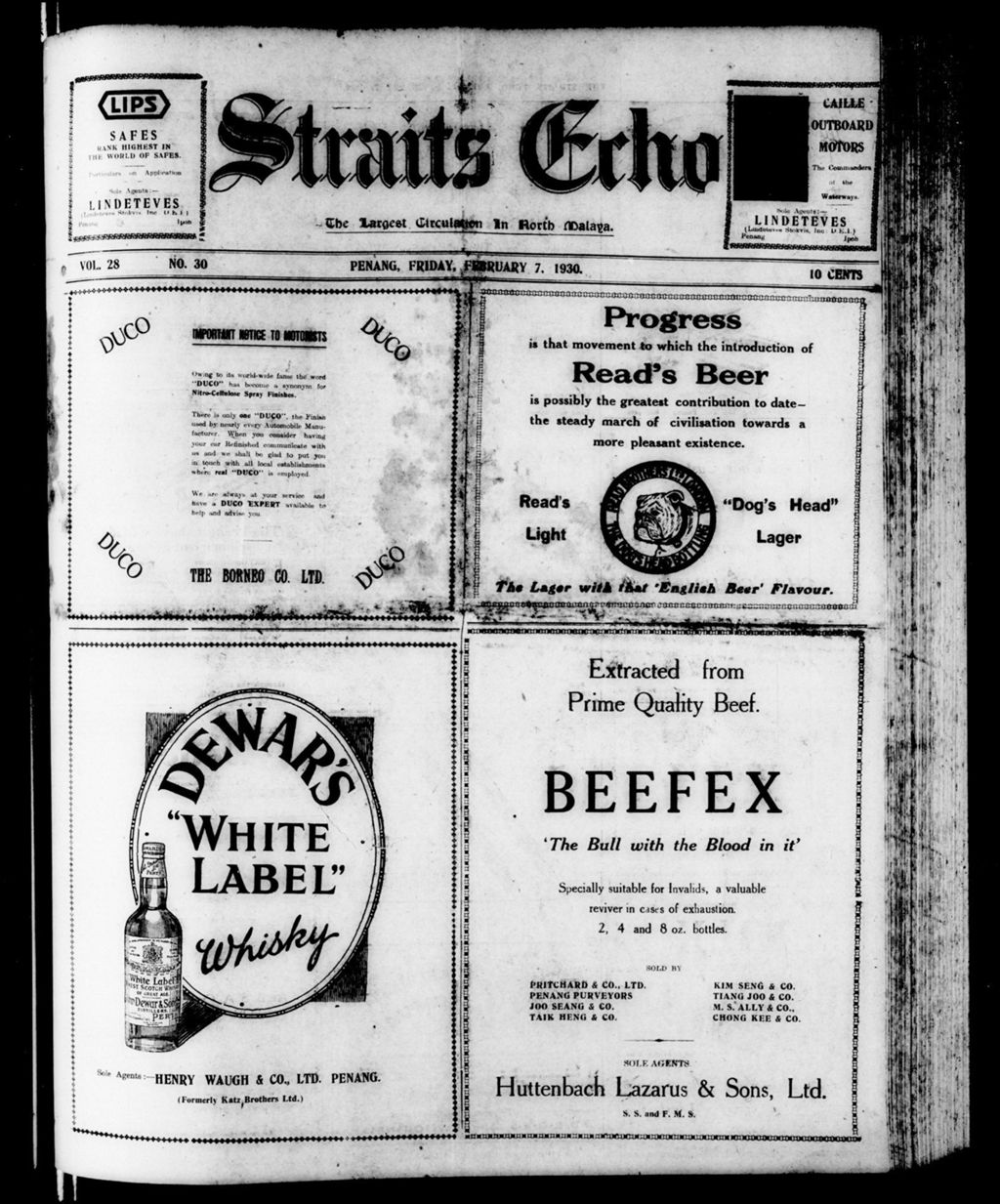 Miniature of Straits Echo 07 February 1930