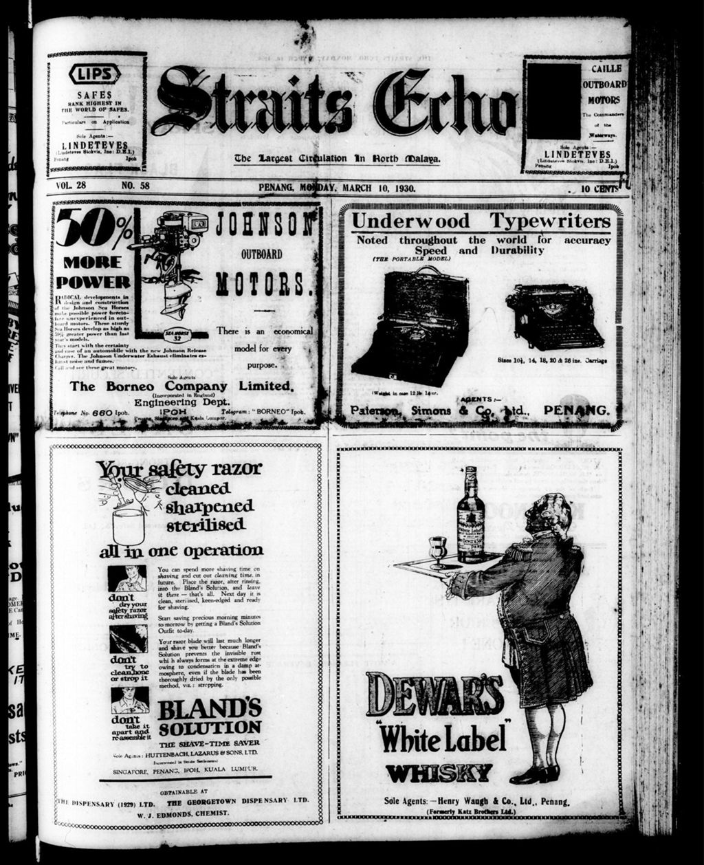 Miniature of Straits Echo 10 March 1930