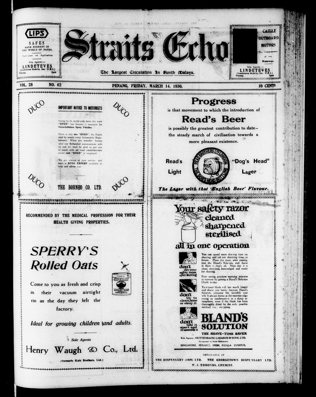 Miniature of Straits Echo 14 March 1930