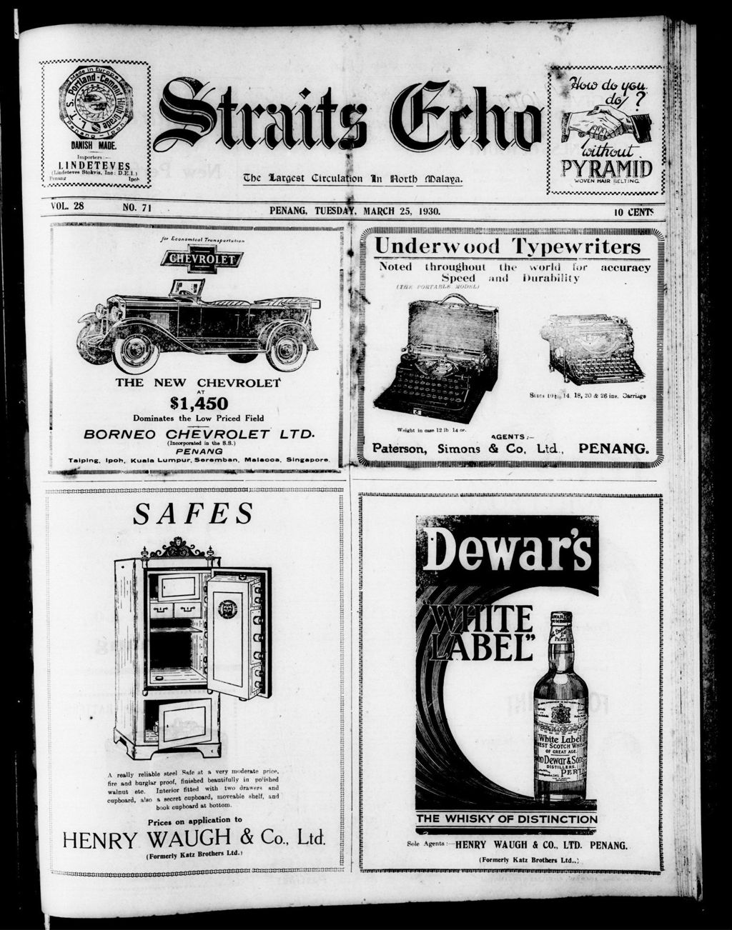 Miniature of Straits Echo 25 March 1930