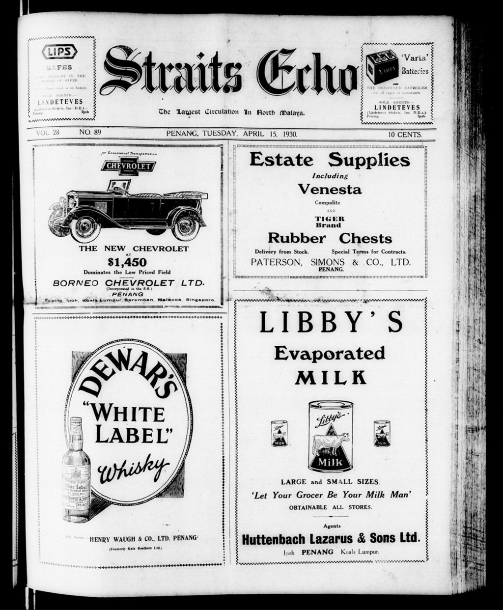 Miniature of Straits Echo 15 April 1930