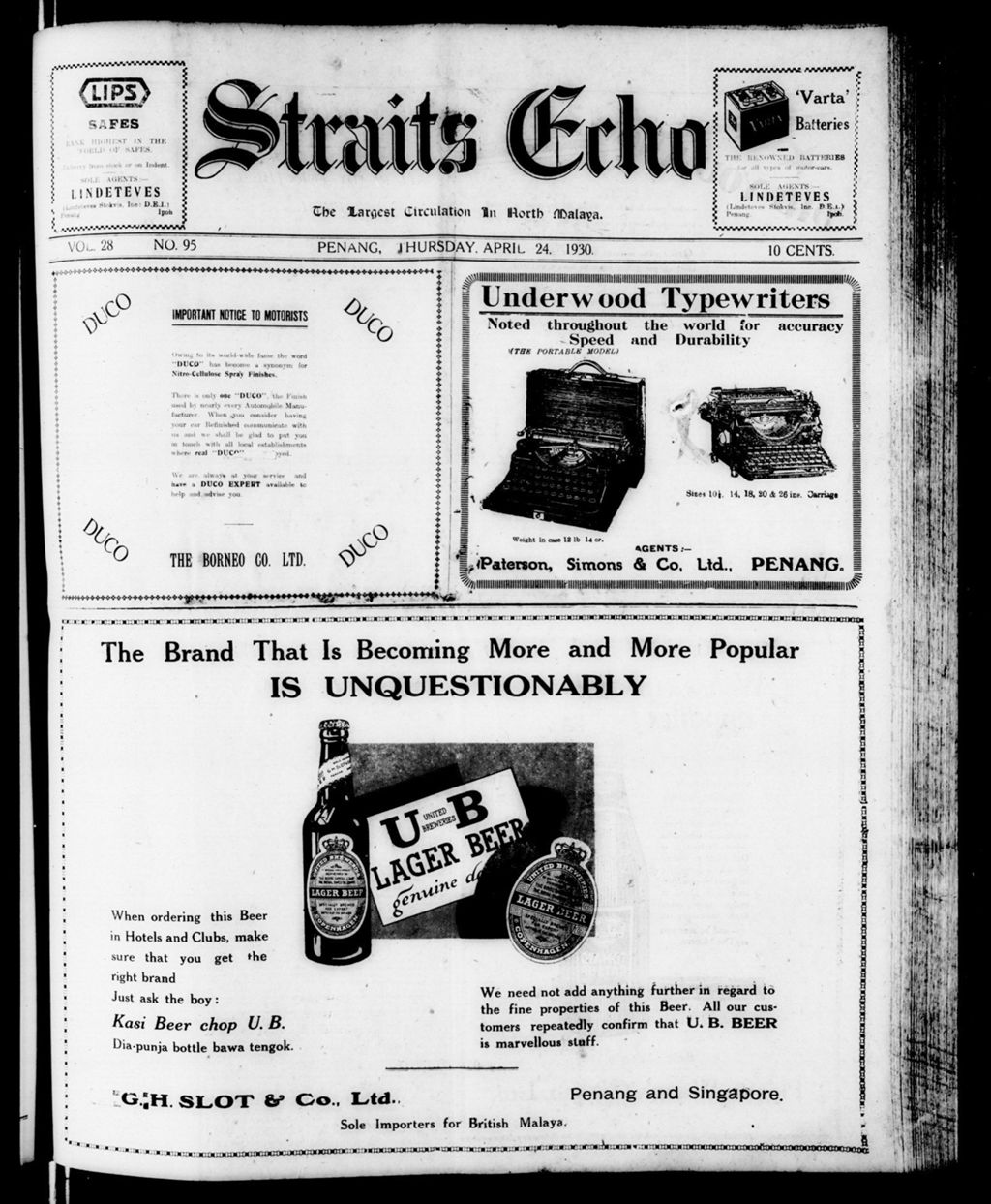 Miniature of Straits Echo 24 April 1930