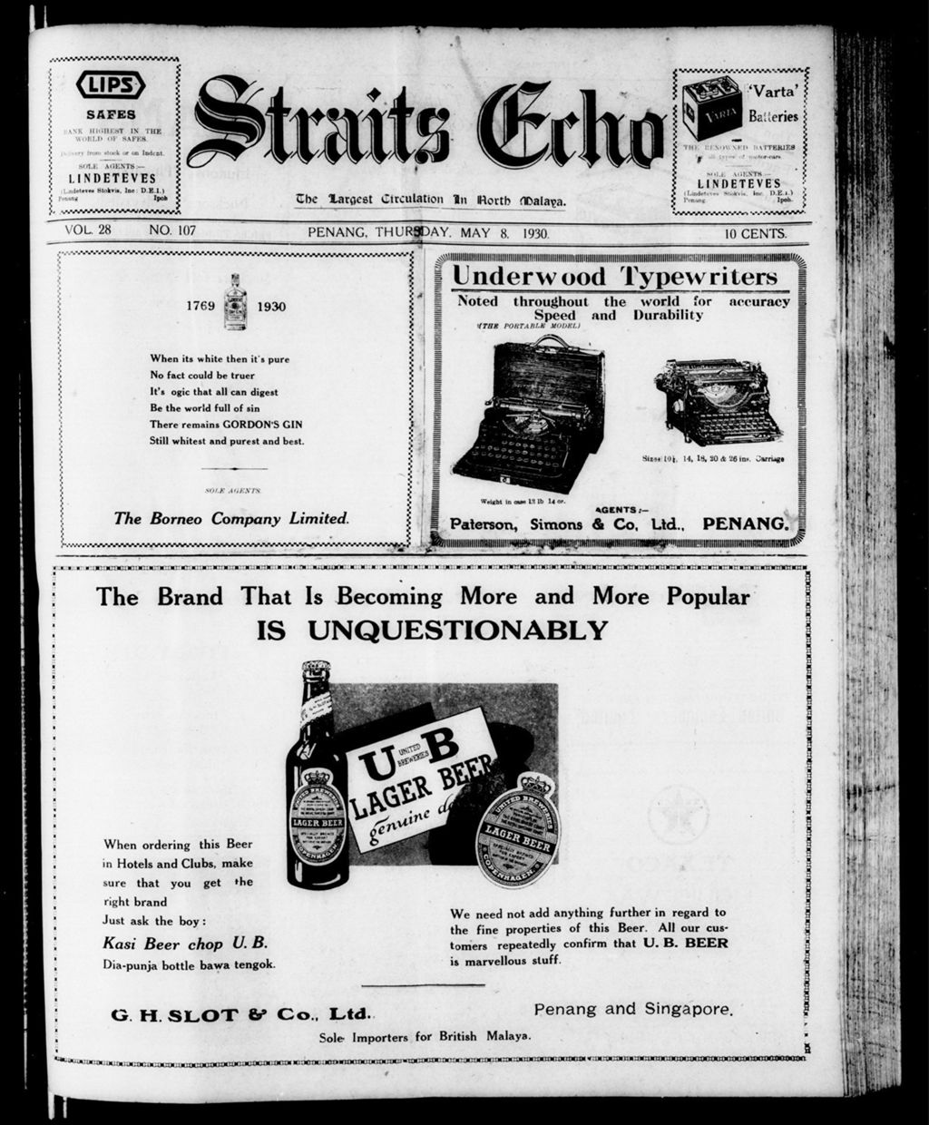 Miniature of Straits Echo 08 May 1930