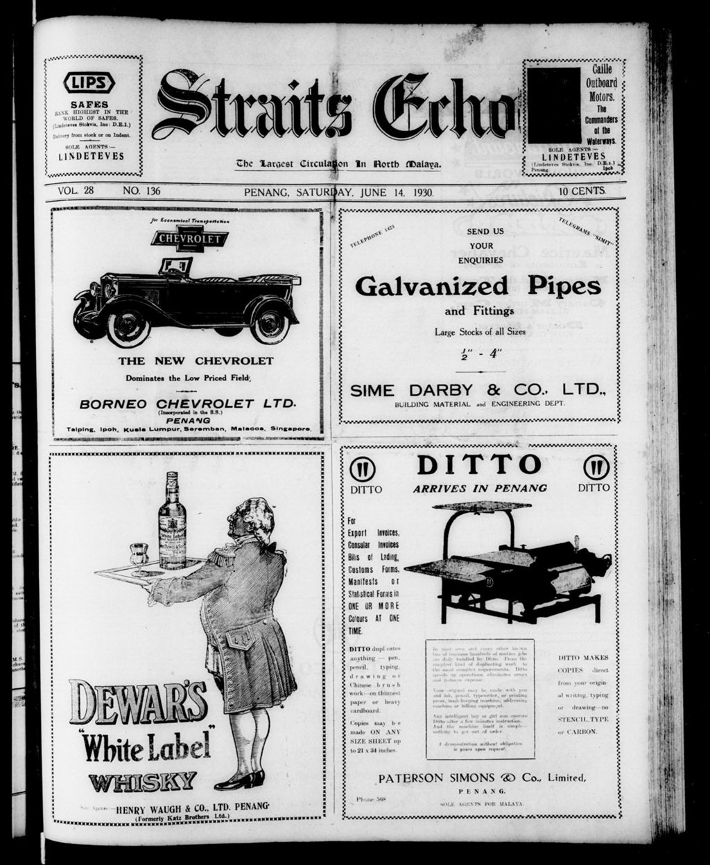 Miniature of Straits Echo 14 June 1930