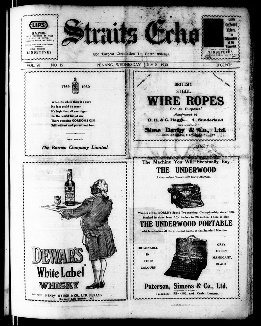 Miniature of Straits Echo 02 July 1930