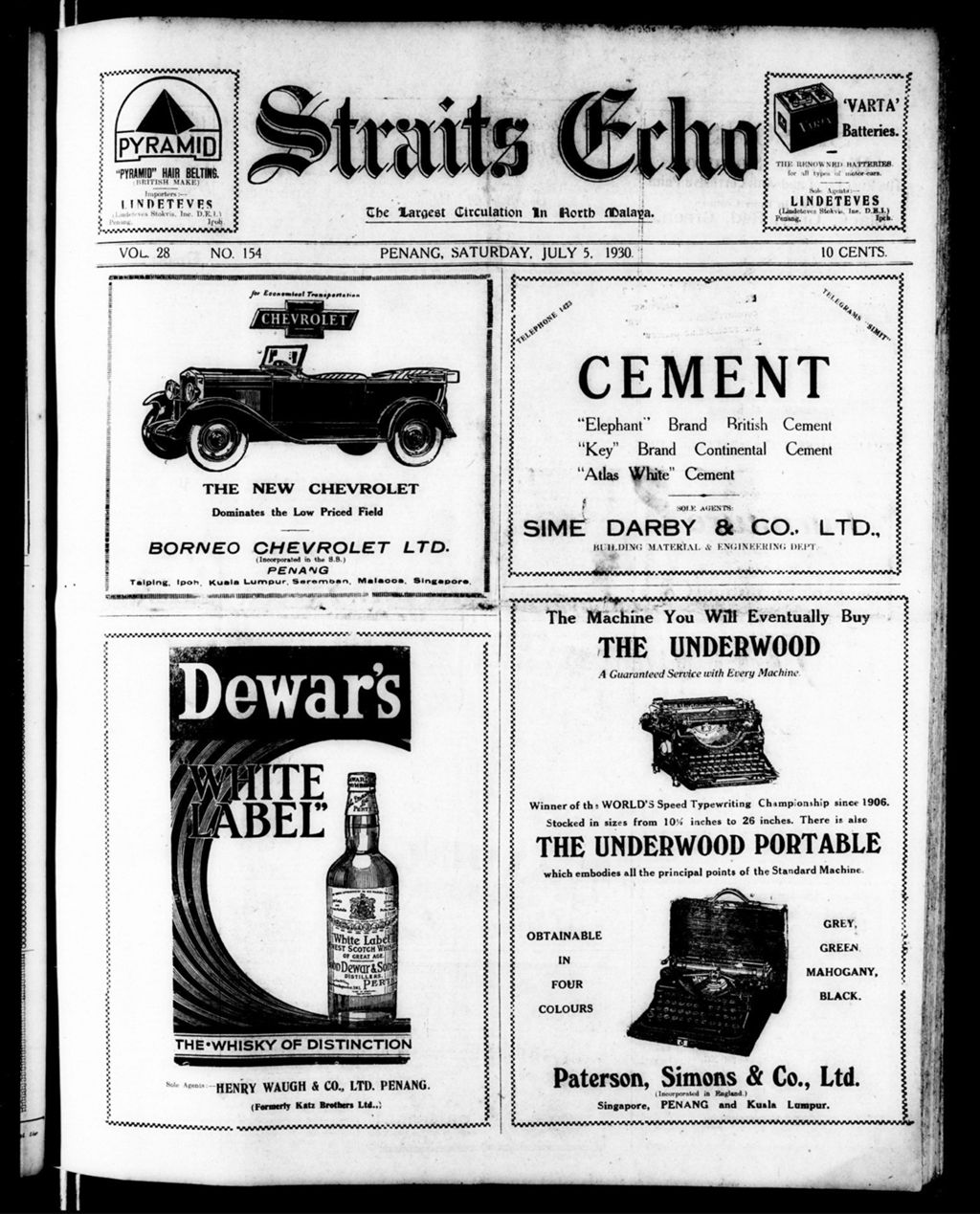 Miniature of Straits Echo 05 July 1930