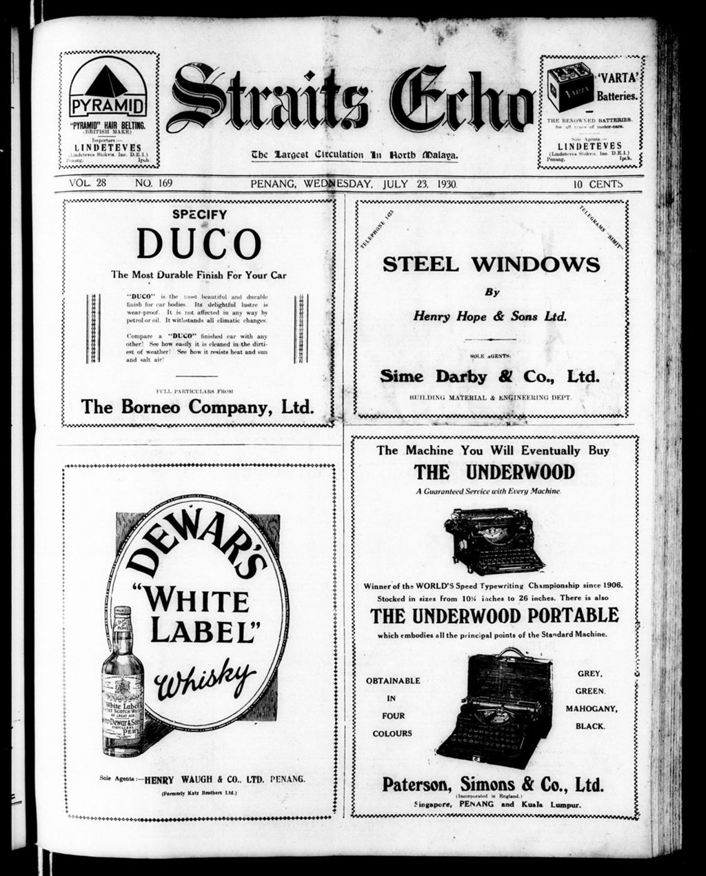 Miniature of Straits Echo 23 July 1930