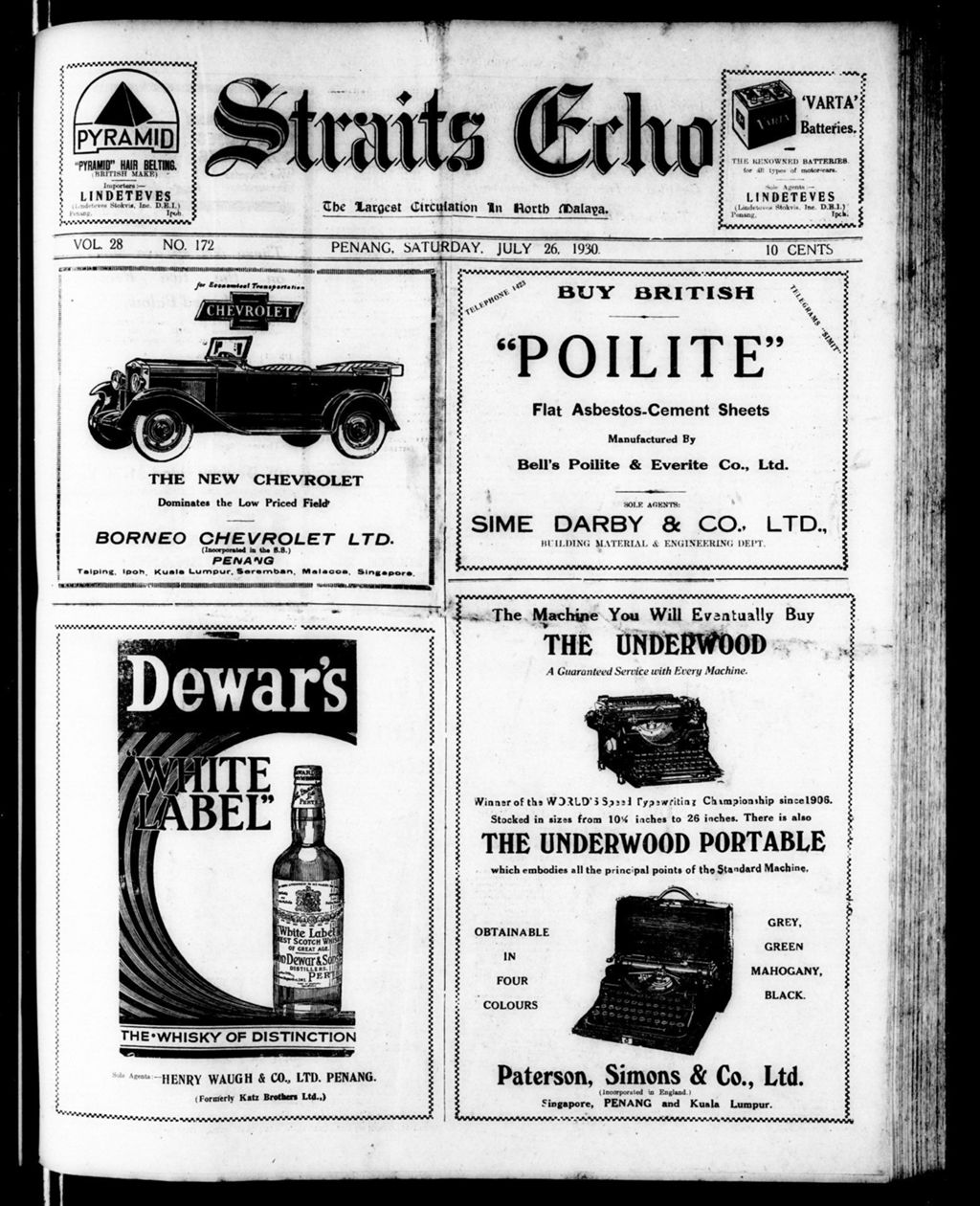 Miniature of Straits Echo 26 July 1930