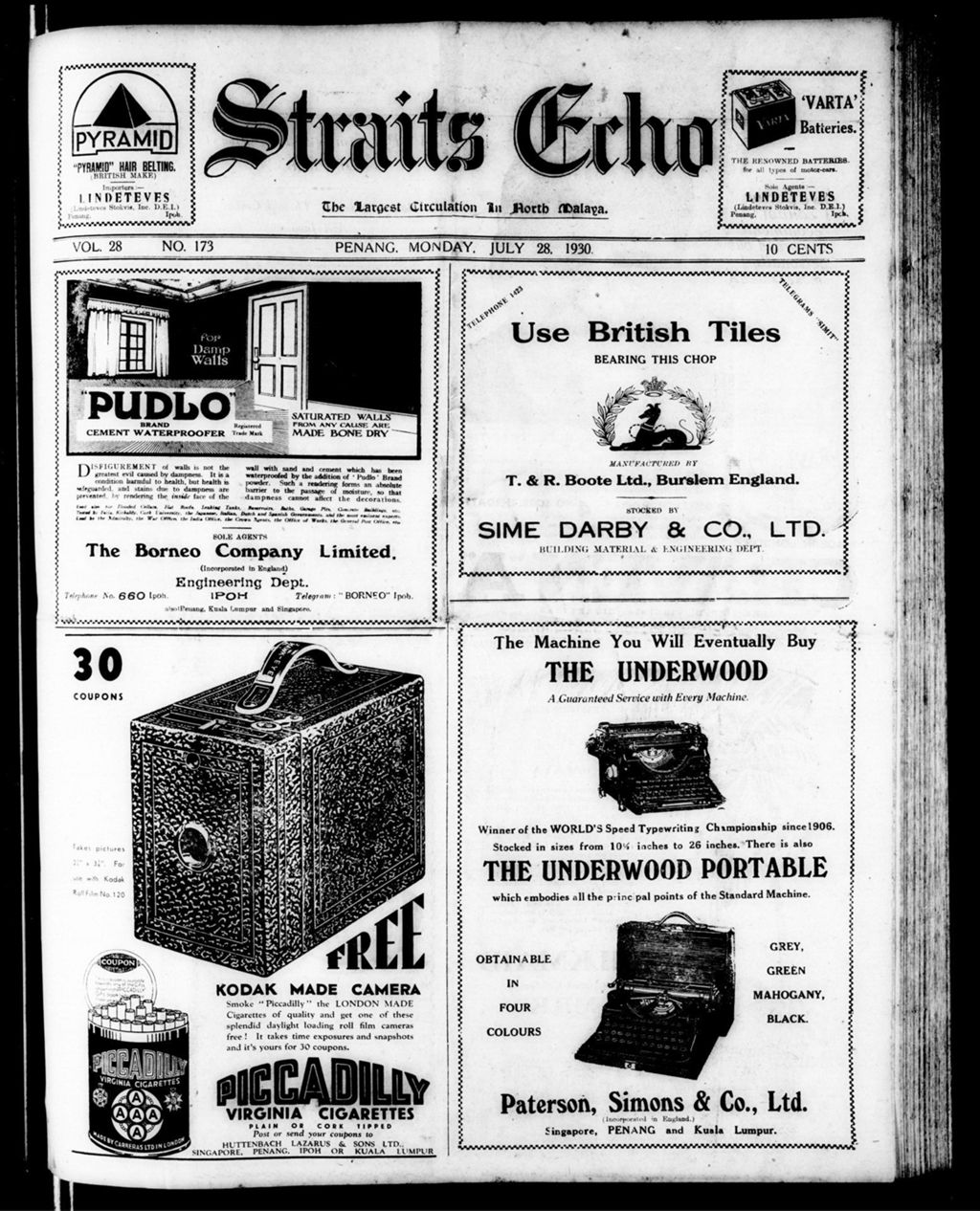 Miniature of Straits Echo 28 July 1930