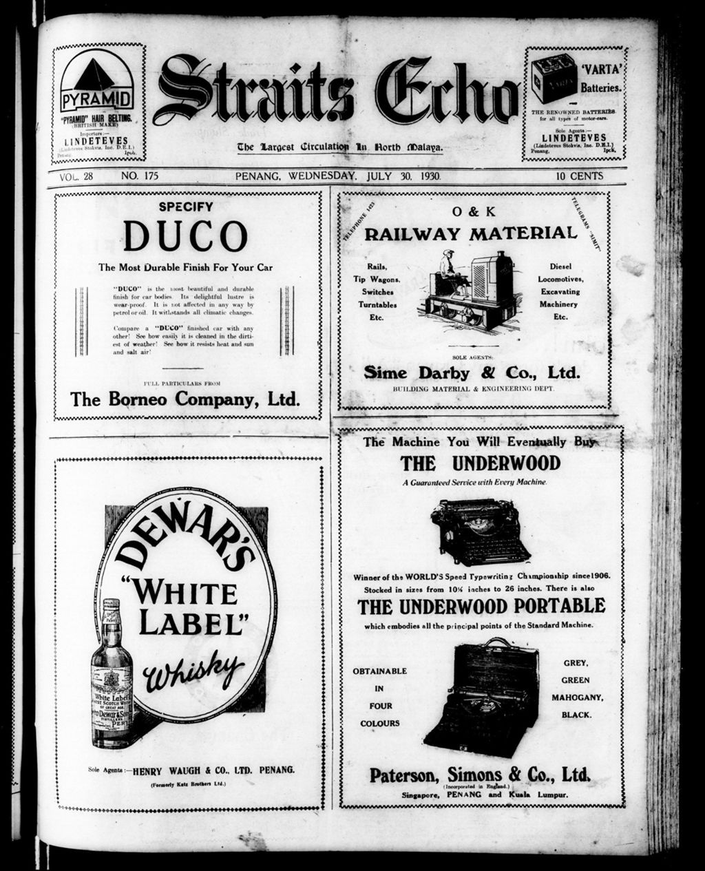 Miniature of Straits Echo 30 July 1930