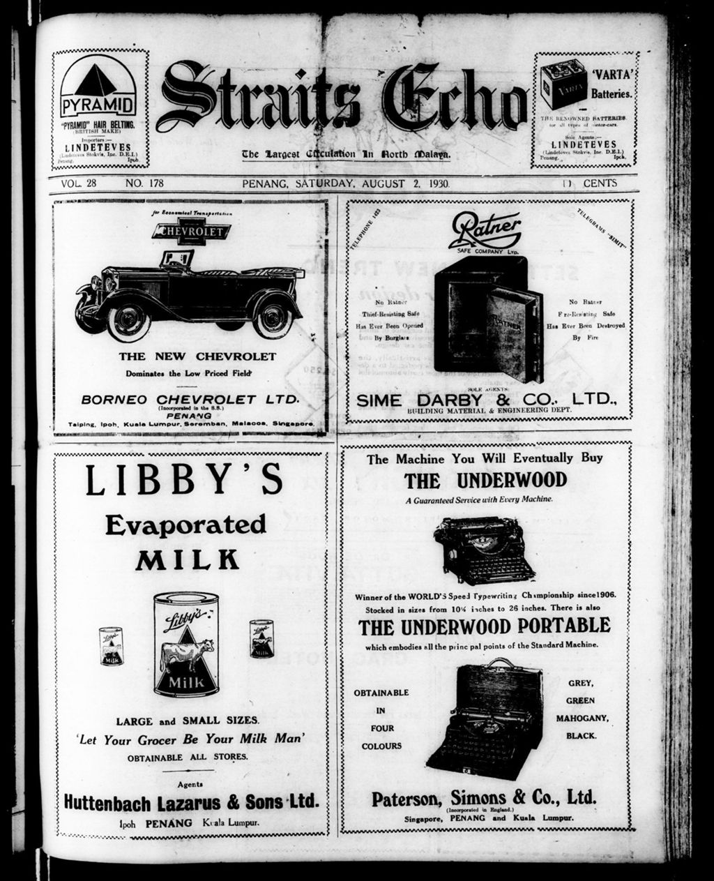 Miniature of Straits Echo 02 August 1930