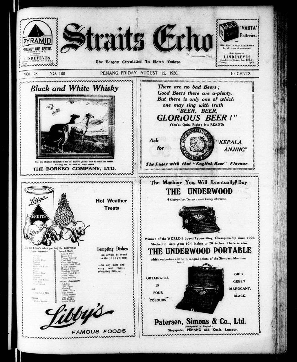 Miniature of Straits Echo 15 August 1930