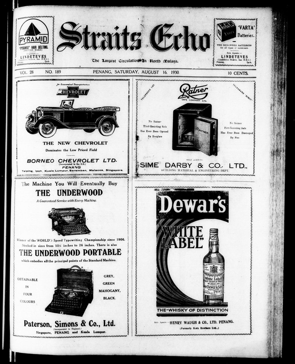 Miniature of Straits Echo 16 August 1930