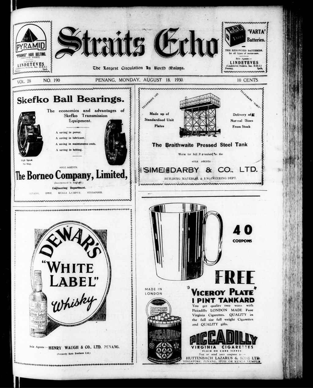 Miniature of Straits Echo 18 August 1930