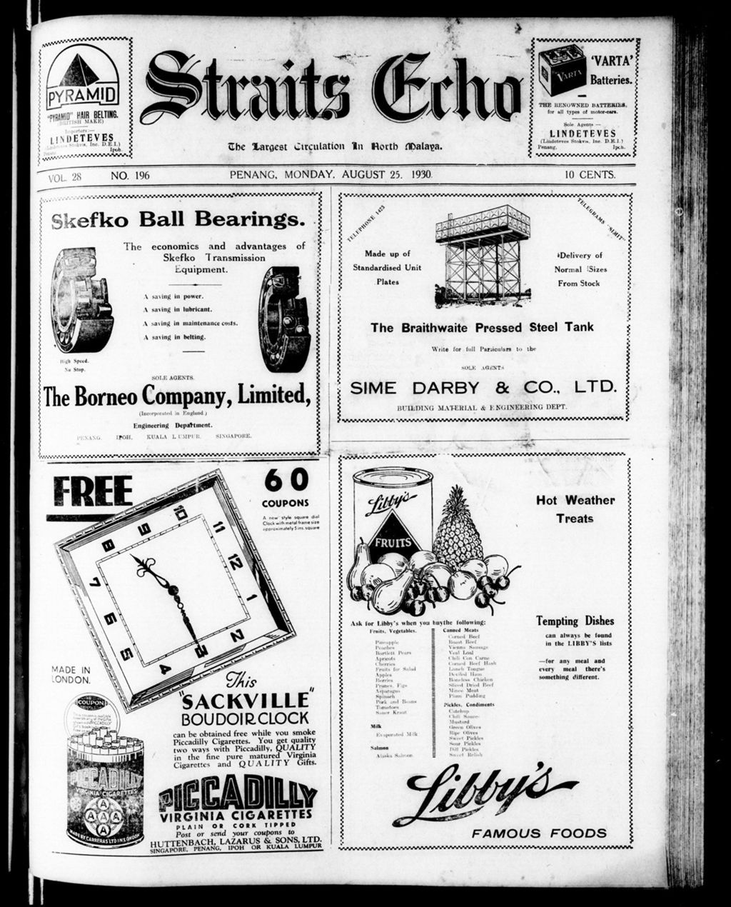 Miniature of Straits Echo 25 August 1930