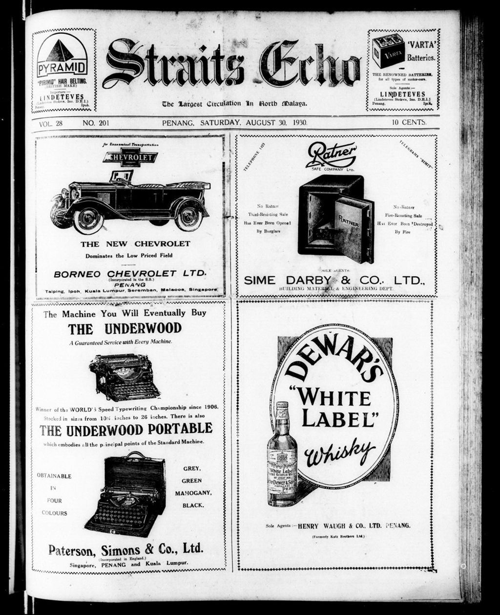 Miniature of Straits Echo 30 August 1930