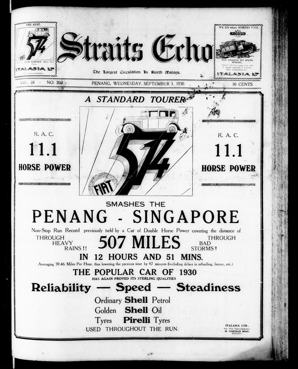 Miniature of Straits Echo 03 September 1930