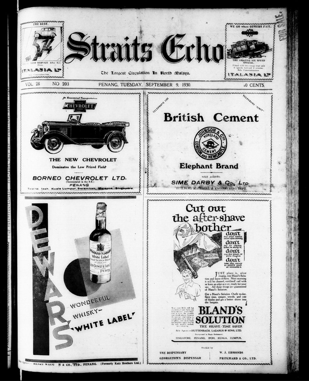 Miniature of Straits Echo 09 September 1930