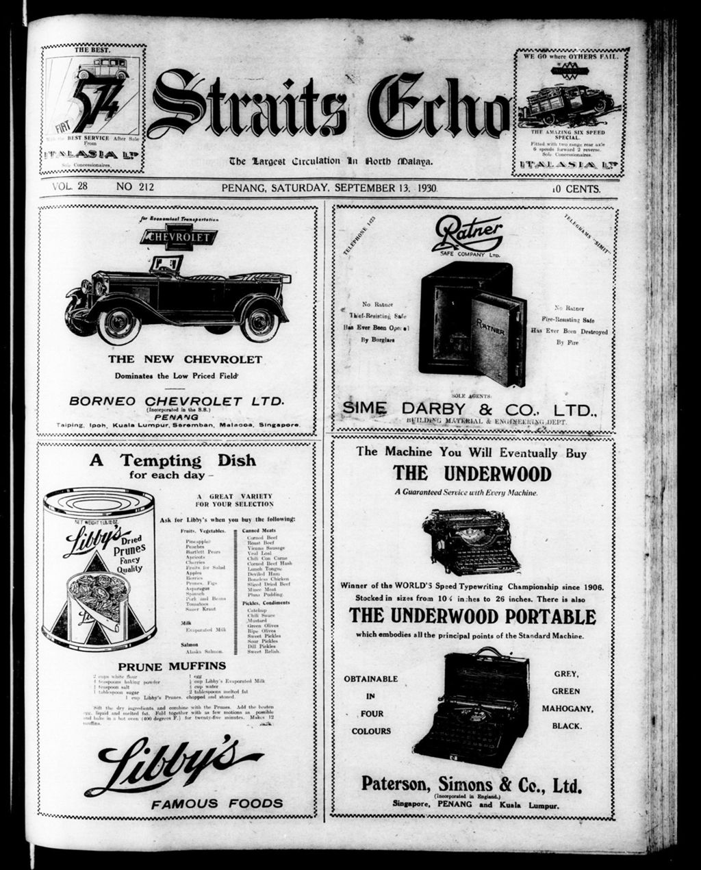 Miniature of Straits Echo 13 September 1930