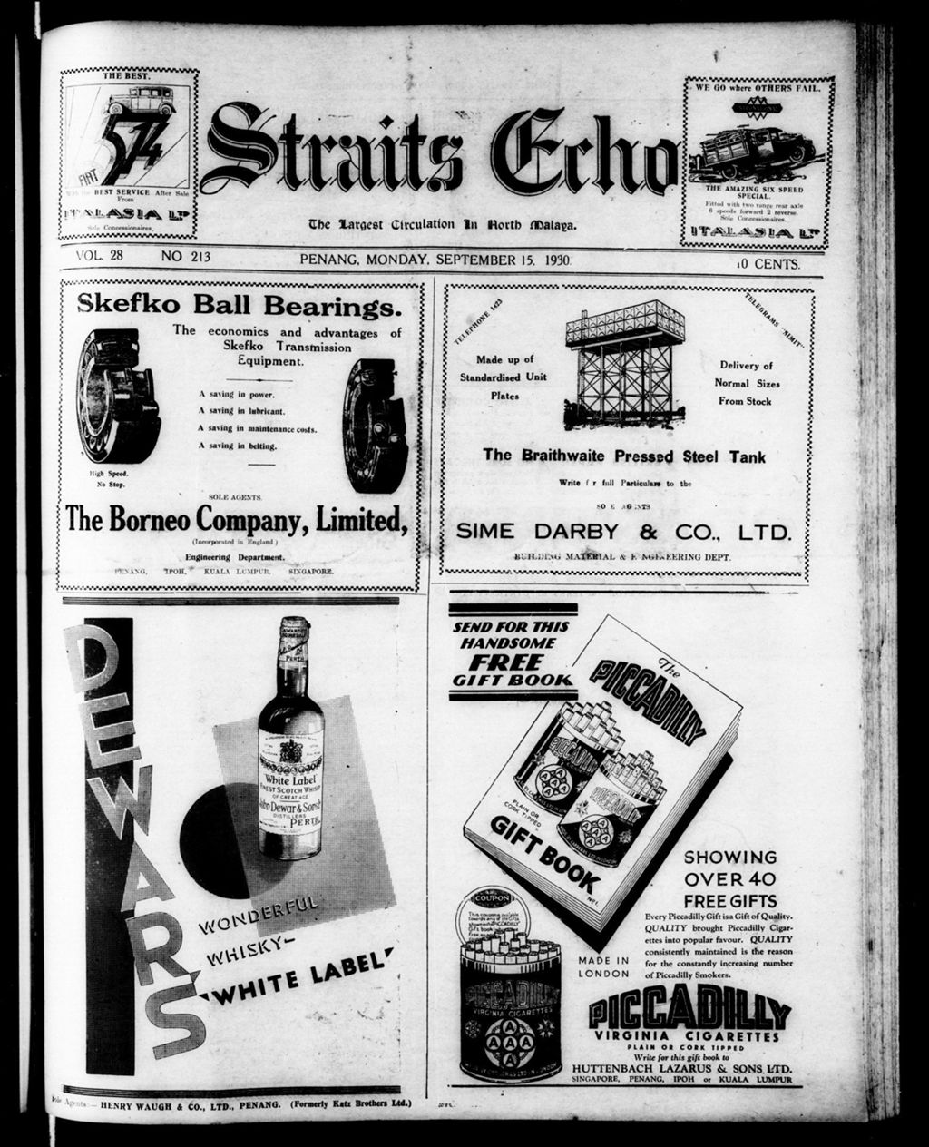 Miniature of Straits Echo 15 September 1930