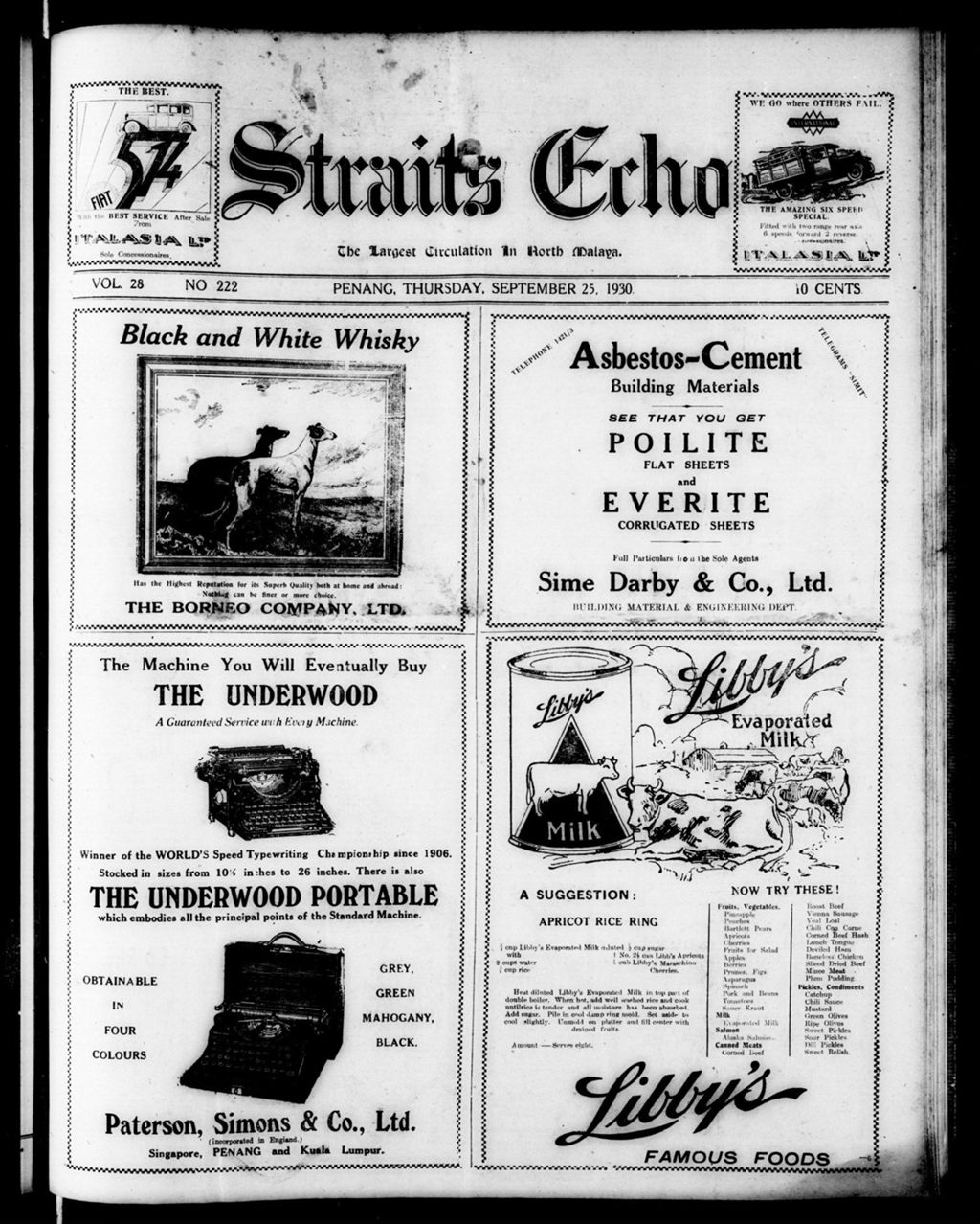 Miniature of Straits Echo 25 September 1930