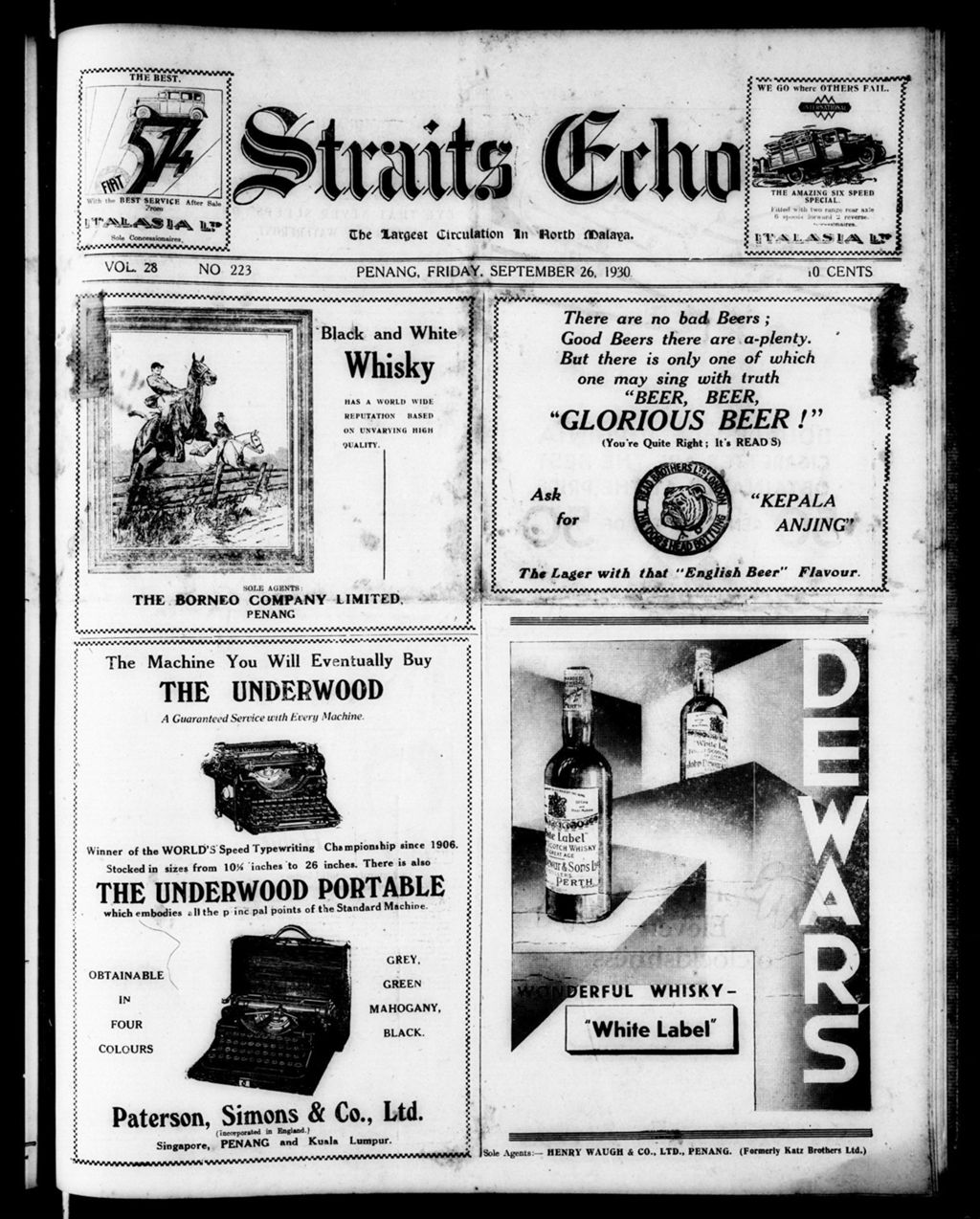 Miniature of Straits Echo 26 September 1930