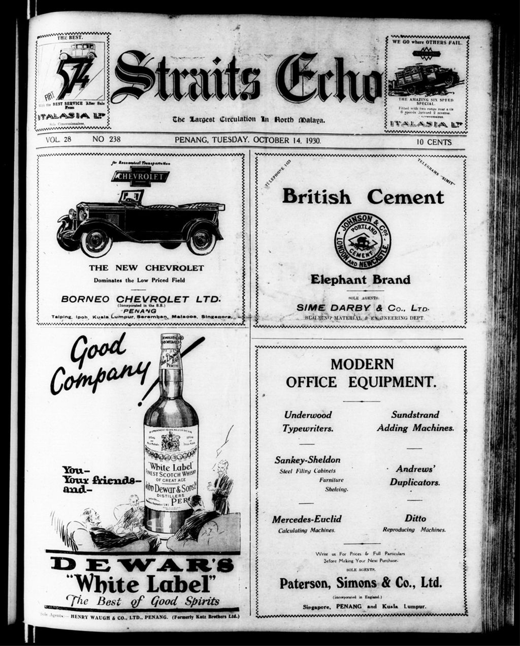 Miniature of Straits Echo 14 October 1930