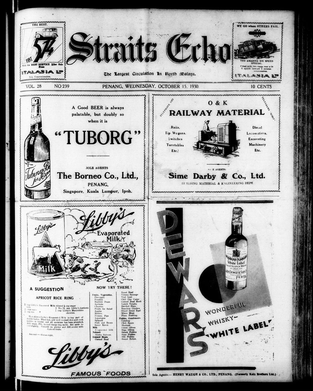 Miniature of Straits Echo 15 October 1930