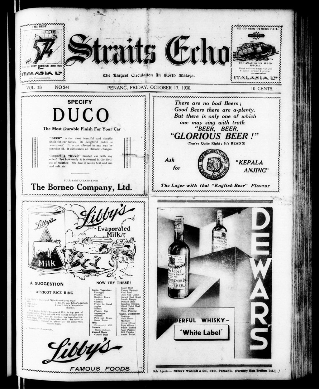 Miniature of Straits Echo 17 October 1930