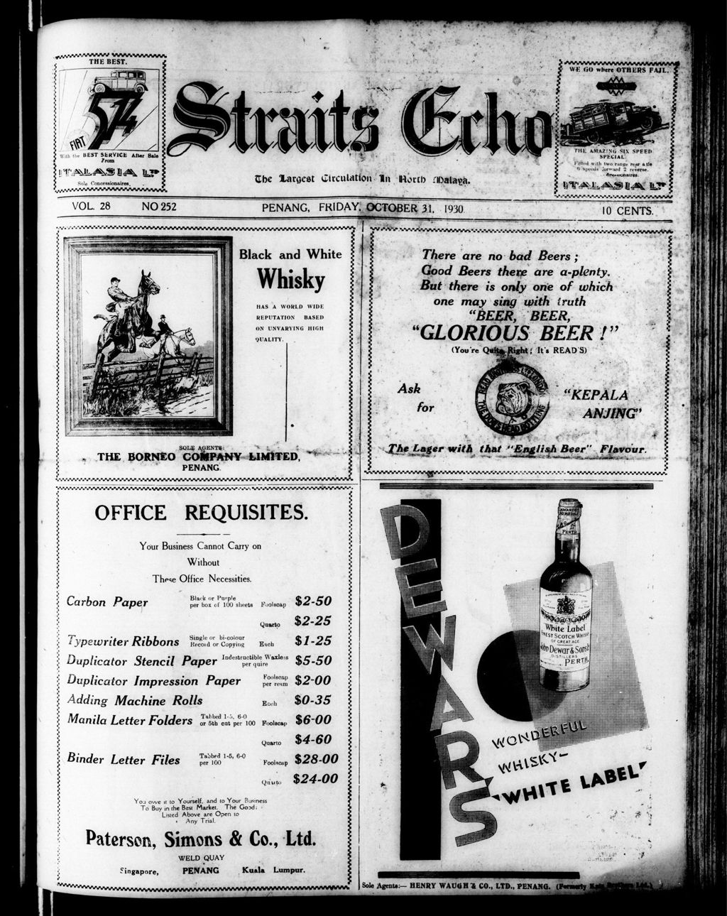 Miniature of Straits Echo 31 October 1930