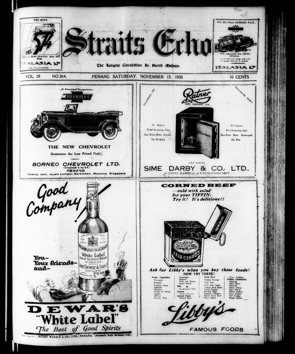 Miniature of Straits Echo 15 November 1930