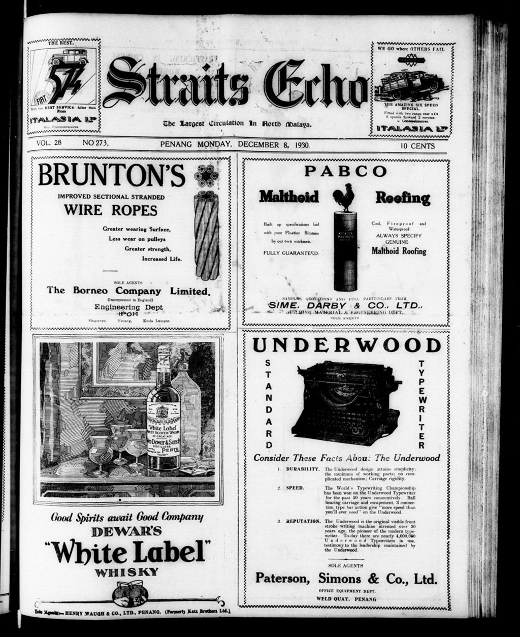 Miniature of Straits Echo 08 December 1930